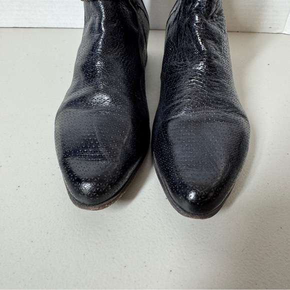 Bed Stu Black Leather Western Double Buckle Italian Made Ankle Boots Size 8.5 - Picture 7 of 16